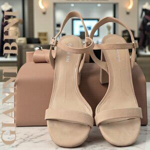 Gianni Bini High Heel Beige Nude Sandals Leather Suede Women's Size 8.5
